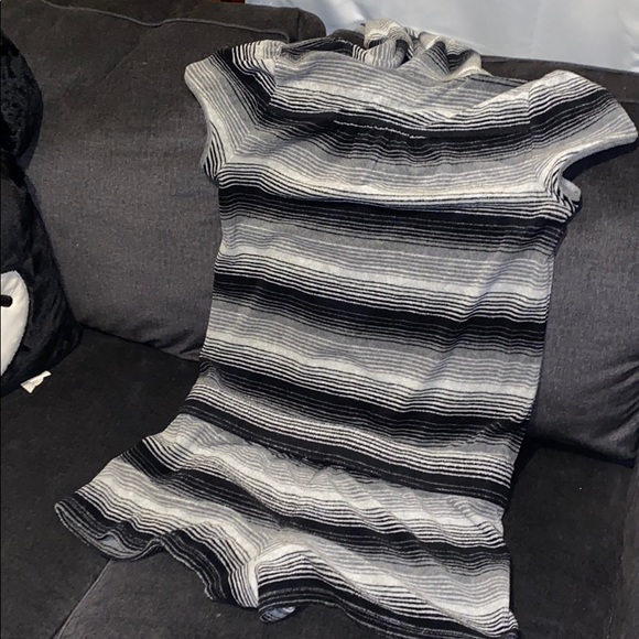 Black and gray striped terry cloth romper. - Picture 4 of 5